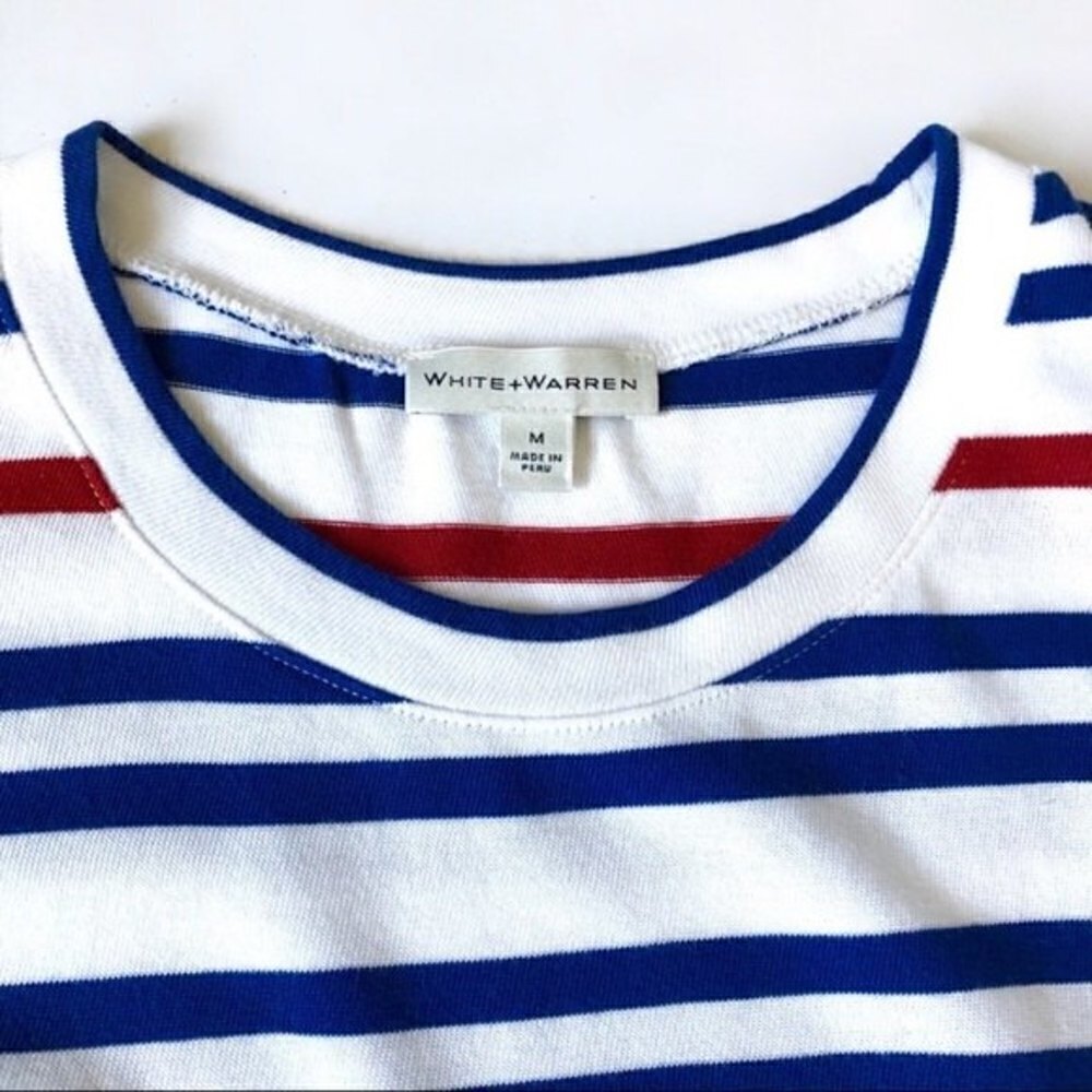 WHITE & Warren Striped Red White & Blue Cotton Popover Shirt Dress Relaxed M - Picture 8 of 11